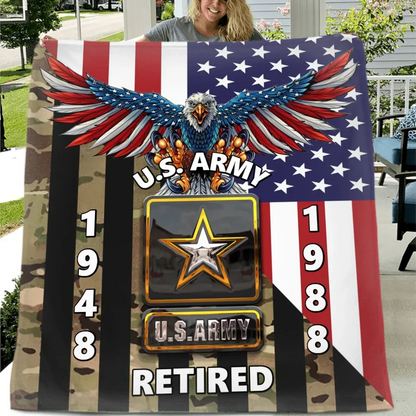 Personalized Veteran Fleece Throw Blanket & Quilt - Gift Idea For Veteran