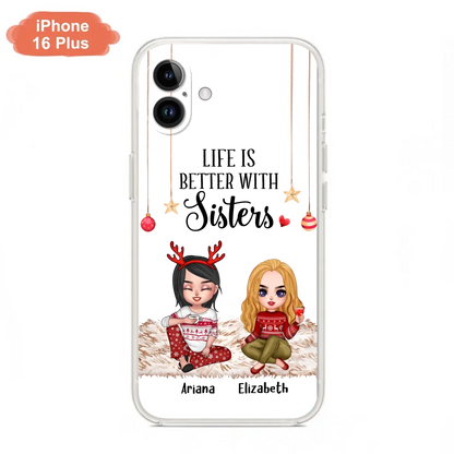 Personalized Besties Phone Case - Gift Idea For Friends/Sisters/Besties - Life Is Better With Sisters - Up to 5 People - Case For iPhone/Samsung