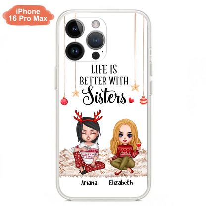 Personalized Besties Phone Case - Gift Idea For Friends/Sisters/Besties - Life Is Better With Sisters - Up to 5 People - Case For iPhone/Samsung