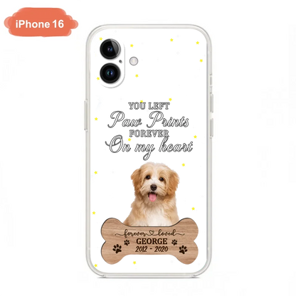 Custom Personalized Memorial Phone Case - Upload Photo - Memorial Gift Idea For Pet Lover - You Left Paw Prints Forever On My Heart