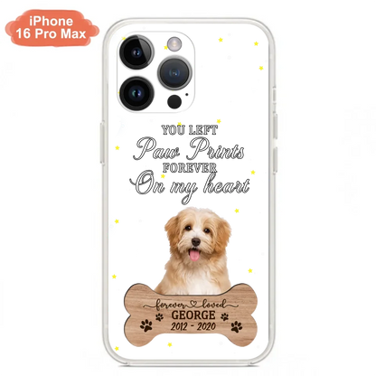 Custom Personalized Memorial Phone Case - Upload Photo - Memorial Gift Idea For Pet Lover - You Left Paw Prints Forever On My Heart