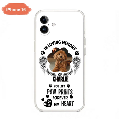 Personalized Memorial Phone Case - Upload Photo - Memorial Gift Idea For Pet Lover - You Left Paw Prints Forever On My Heart - Case For iPhone/Samsung
