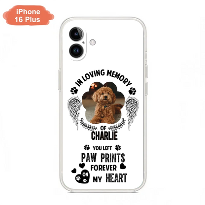 Personalized Memorial Phone Case - Upload Photo - Memorial Gift Idea For Pet Lover - You Left Paw Prints Forever On My Heart - Case For iPhone/Samsung