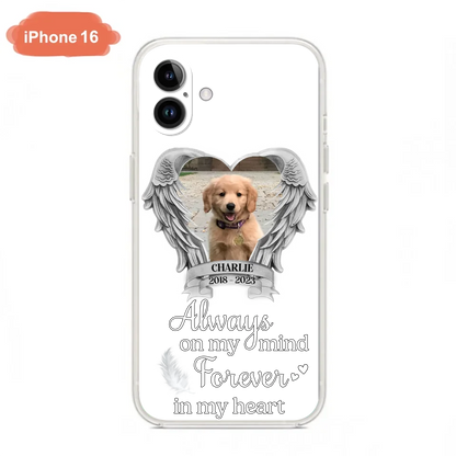 Personalized Memorial Phone Case - Upload Photo - Memorial Gift Idea For Pet Lover - Always On My Mind Forever In My Heart - Case For iPhone/Samsung
