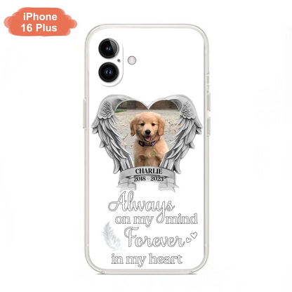 Personalized Memorial Phone Case - Upload Photo - Memorial Gift Idea For Pet Lover - Always On My Mind Forever In My Heart - Case For iPhone/Samsung