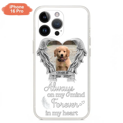 Personalized Memorial Phone Case - Upload Photo - Memorial Gift Idea For Pet Lover - Always On My Mind Forever In My Heart - Case For iPhone/Samsung