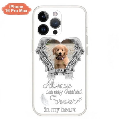 Personalized Memorial Phone Case - Upload Photo - Memorial Gift Idea For Pet Lover - Always On My Mind Forever In My Heart - Case For iPhone/Samsung