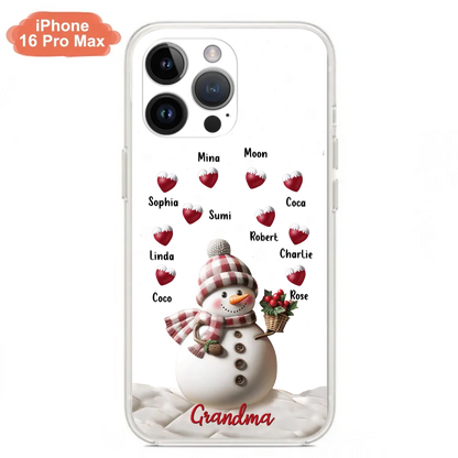 Custom Personalized Snowman Grandma Phone Case - Christmas Gift Idea For Grandma - Up to 10 Kids - Case For iPhone/Samsung