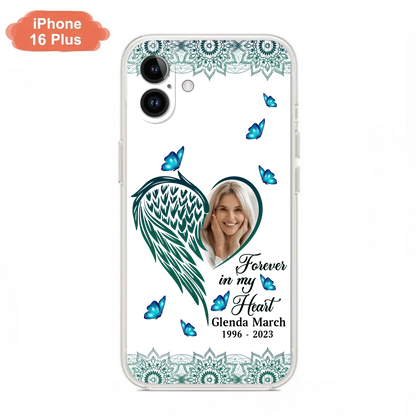 Custom Personalized Memorial Wing Heart Phone Case - Memorial Gift Idea For Family - Case For iPhone/Samsung - Forever In My Heart