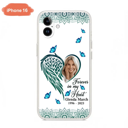 Custom Personalized Memorial Wing Heart Phone Case - Memorial Gift Idea For Family - Case For iPhone/Samsung - Forever In My Heart