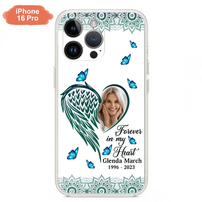 Custom Personalized Memorial Wing Heart Phone Case - Memorial Gift Idea For Family - Case For iPhone/Samsung - Forever In My Heart