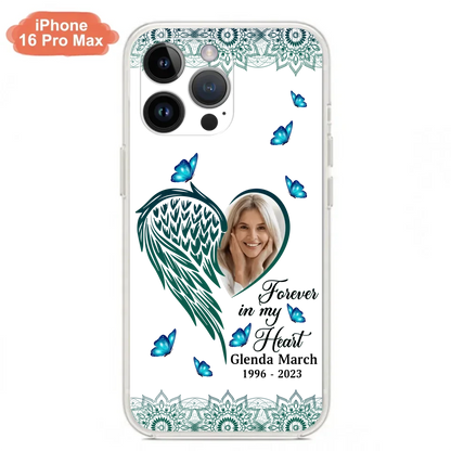 Custom Personalized Memorial Wing Heart Phone Case - Memorial Gift Idea For Family - Case For iPhone/Samsung - Forever In My Heart