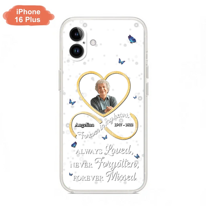 Custom Personalized Memorial Wing Heart Phone Case - Memorial Gift Idea For Family - Case For iPhone/Samsung - Always Loved Never Forgotten Forever Missed