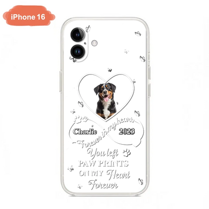 Personalized Memorial Phone Case - Upload Photo - Memorial Gift Idea For Pet Lover - You left paw prints on my heart forever - Case For iPhone/Samsung