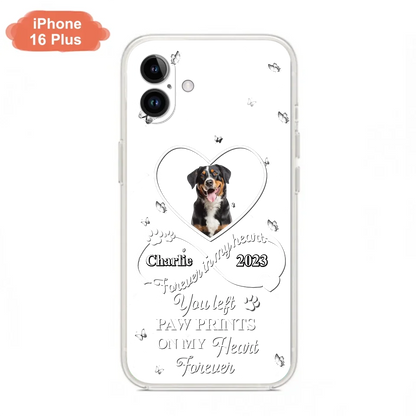 Personalized Memorial Phone Case - Upload Photo - Memorial Gift Idea For Pet Lover - You left paw prints on my heart forever - Case For iPhone/Samsung