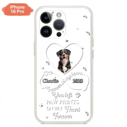 Personalized Memorial Phone Case - Upload Photo - Memorial Gift Idea For Pet Lover - You left paw prints on my heart forever - Case For iPhone/Samsung