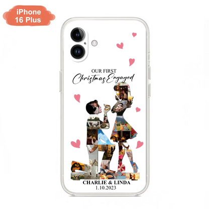 Custom Personalized Couple Photo Phone Case - Gift Idea For Couple/Him/Her - Upload Photo - Case For iPhone/Samsung - Our First Christmas Engaged