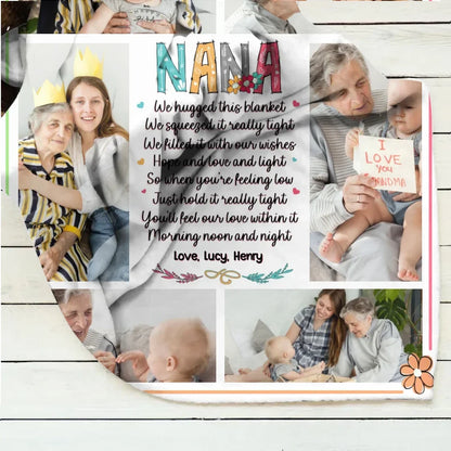 Personalized Nana Quilt/Fleece Throw Blanket - Gift Idea For Grandma From Grandkid - Upload Photos