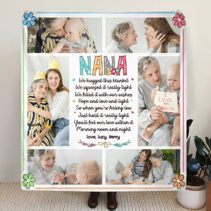 Personalized Nana Quilt/Fleece Throw Blanket - Gift Idea For Grandma From Grandkid - Upload Photos
