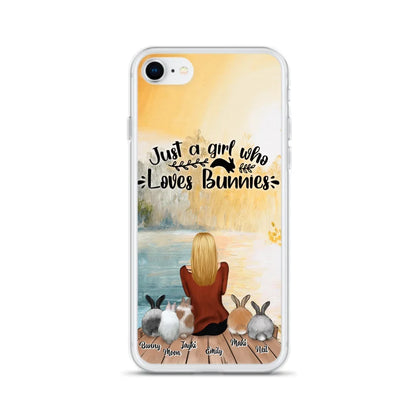 Custom Personalized Rabbit Mom Phone Case - Gifts For Rabbit Lovers With Upto 5 Rabbits - Just A Gril Who Loves Bunnies