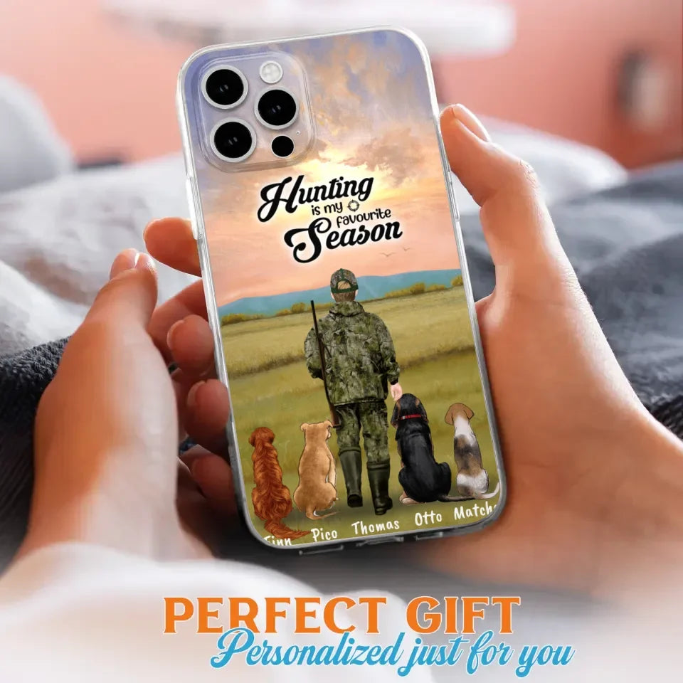 Personalized Hunting Phone Case - Man/Woman With Upto 4 Dogs - Phone Case For iPhone And Samsung - 4168OK