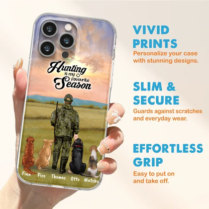 Personalized Hunting Phone Case - Man/Woman With Upto 4 Dogs - Phone Case For iPhone And Samsung - 4168OK