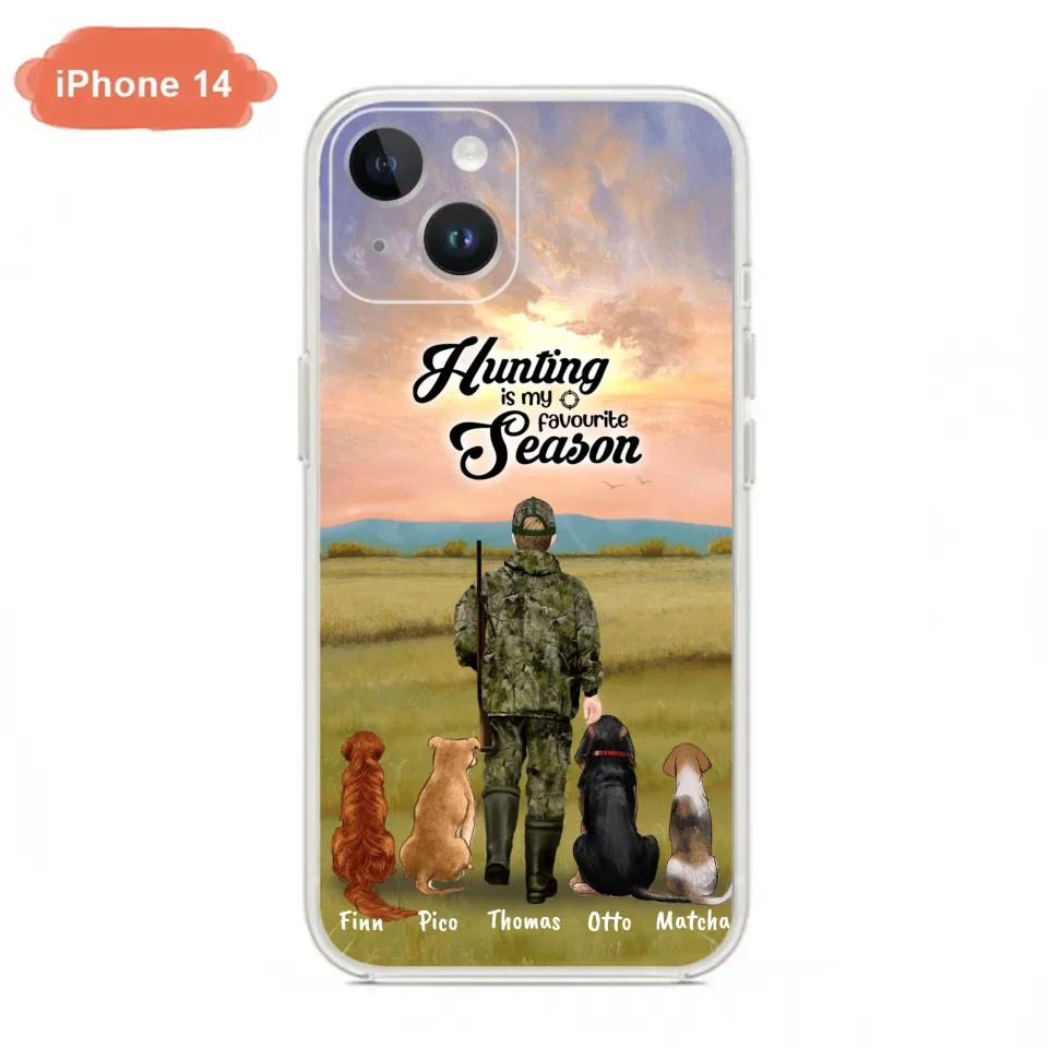 Personalized Hunting Phone Case - Man/Woman With Upto 4 Dogs - Phone Case For iPhone And Samsung - 4168OK