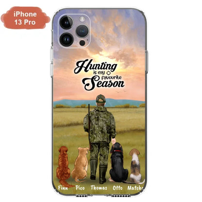 Personalized Hunting Phone Case - Man/Woman With Upto 4 Dogs - Phone Case For iPhone And Samsung - 4168OK