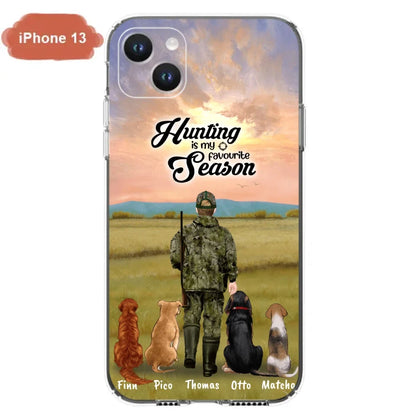 Personalized Hunting Phone Case - Man/Woman With Upto 4 Dogs - Phone Case For iPhone And Samsung - 4168OK
