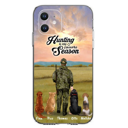 Personalized Hunting Phone Case - Man/Woman With Upto 4 Dogs - Phone Case For iPhone And Samsung - 4168OK