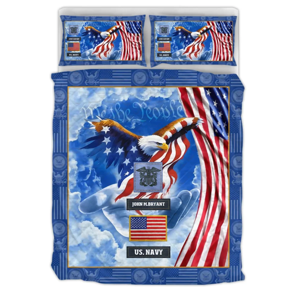 Personalized Veteran Quilt Bed Sets - Father's Day & Birthday Gift Idea For Veteran