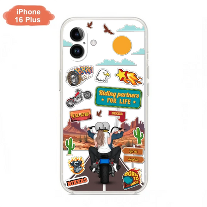 Custom Personalized Motorcycle Couple Phone Case - Gift Idea For Couple/ Husband & Wife/ Bikers - Transparent Phone Case For iPhone/Samsung