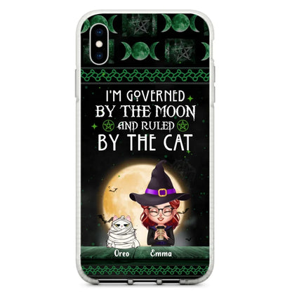 Custom Personalized Cats Witch Phone Case - Halloween Gift For Cat Lover - Governed By The Moon, Ruled By The Cats - Case For iPhone And Samsung