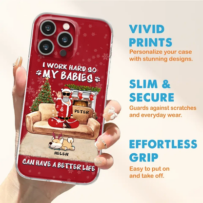 Personalized Christmas Pet Dad Phone Case - Man With Up to 4 Pets - Gift For Cat/Dog Lover - Case For iPhone And Samsung