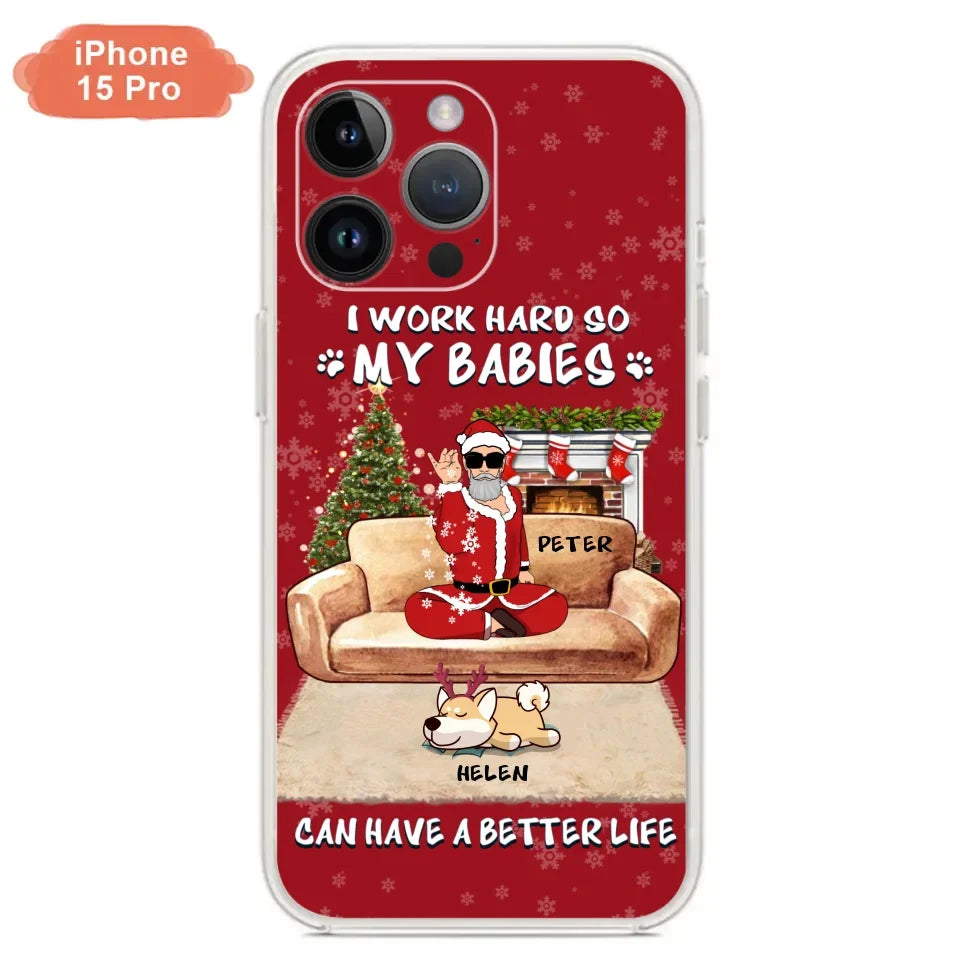 Personalized Christmas Pet Dad Phone Case - Man With Up to 4 Pets - Gift For Cat/Dog Lover - Case For iPhone And Samsung