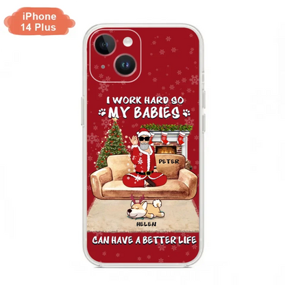 Personalized Christmas Pet Dad Phone Case - Man With Up to 4 Pets - Gift For Cat/Dog Lover - Case For iPhone And Samsung