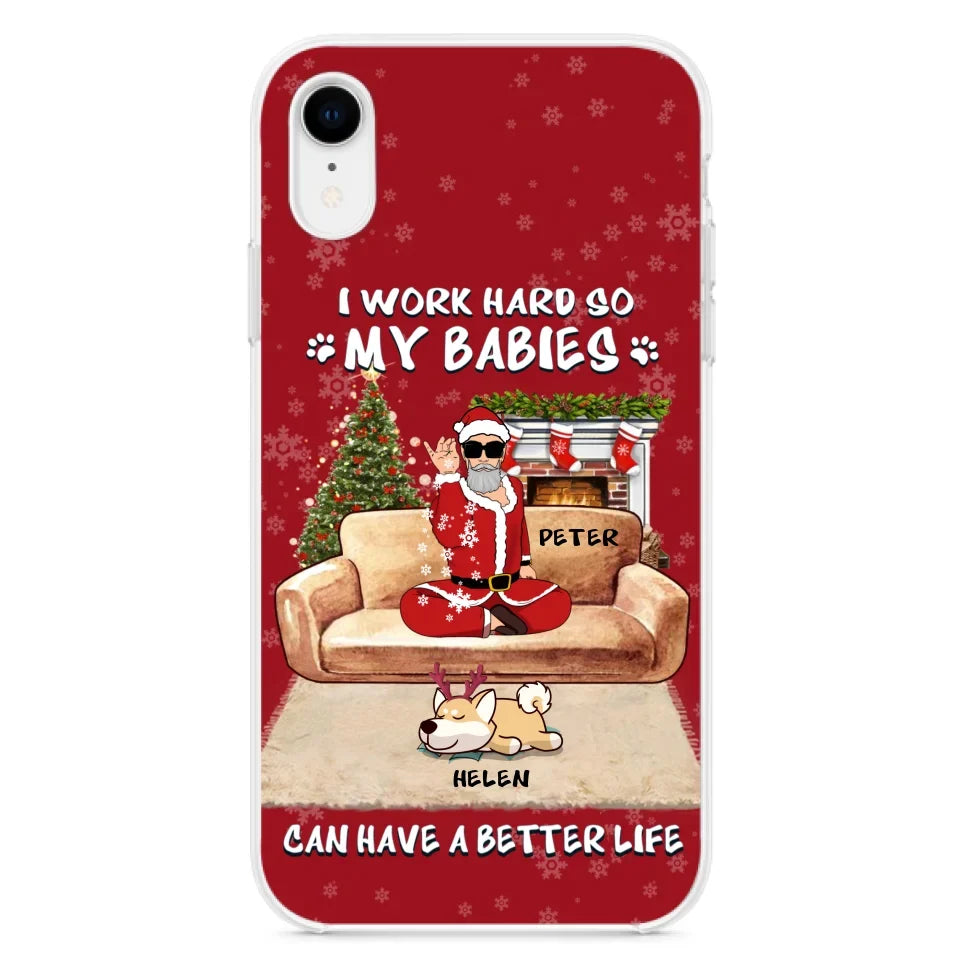 Personalized Christmas Pet Dad Phone Case - Man With Up to 4 Pets - Gift For Cat/Dog Lover - Case For iPhone And Samsung