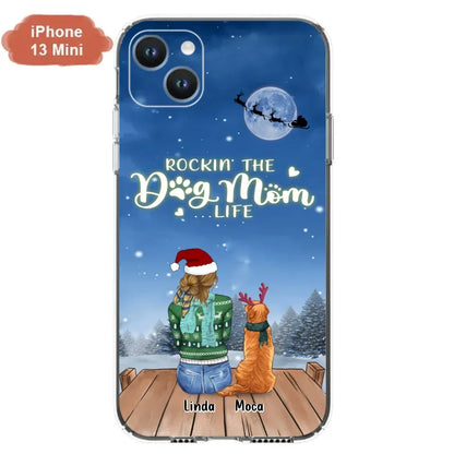 Personalized Christmas Dog Mom Phone Case - Up to 5 Dogs - Gift Idea For Dog Lover/Dog Mom - Rockin' The Dog Mom Life - Case For iPhone And Samsung