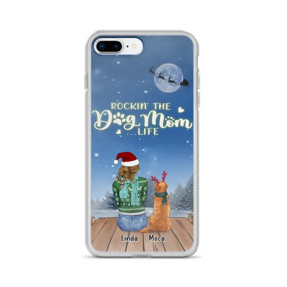 Personalized Christmas Dog Mom Phone Case - Up to 5 Dogs - Gift Idea For Dog Lover/Dog Mom - Rockin' The Dog Mom Life - Case For iPhone And Samsung