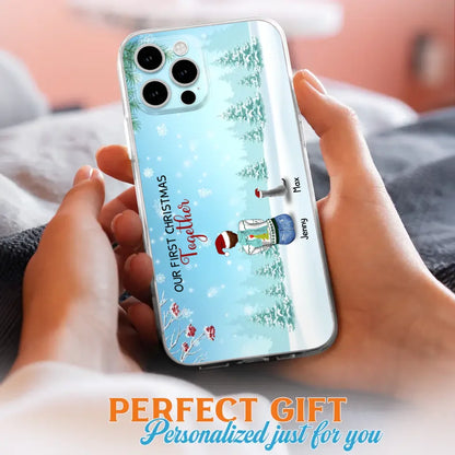 Custom Personalized Christmas Family Phone Case - Best Gift Idea For Christmas/Family With Up To 3 Kids & 3 Pets - Our First Christmas Together - Cases For iPhone & Samsung
