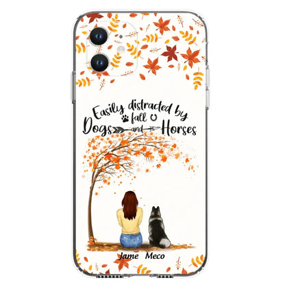 Custom Personalized Horse Dog Mom In Autumn Phone Case - Upto 3 Horses/ Dogs  - Case For iPhone And Samsung