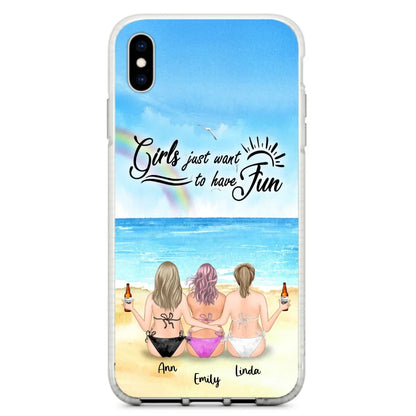 Personalized Best Friends Phone Case - Upto 3 Besties - Girls Just Want To Have Fun