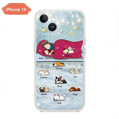 Custom Personalized Couple With Pet Phone Case - Upto 8 Pets - Best Gift For Dog/ Cat Lover - Case For Iphone And Samsung