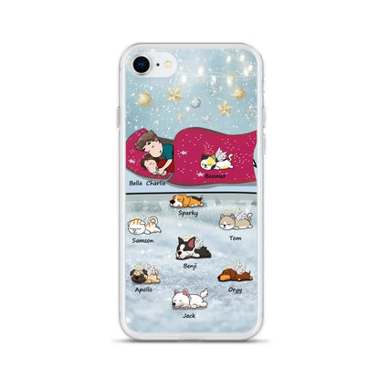 Custom Personalized Couple With Pet Phone Case - Upto 8 Pets - Best Gift For Dog/ Cat Lover - Case For Iphone And Samsung