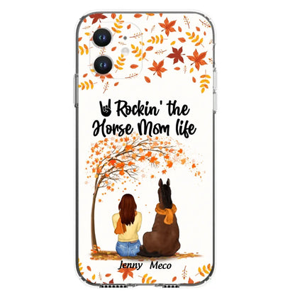 Custom Personalized Horse Mom In Autumn Phone Case - Girl With Upto 3 Horses - Case For iPhone And Samsung