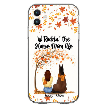 Custom Personalized Horse Mom In Autumn Phone Case - Girl With Upto 3 Horses - Case For iPhone And Samsung