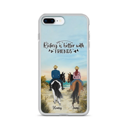 Custom Personalized Friend Riding Horse Phone Case - Best Gift For Horse Love -Riding Is Better With Friends - Case For iPhone And Samsung