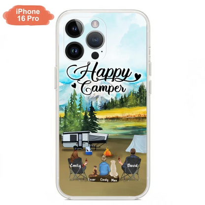 Personalized Camping Phone Case - Parents With 1 Kids And 2 Pets - Best Gift For Family - Happy Camper - Case For iPhone And Samsung