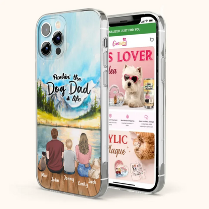 Personalized Pet Couple Phone Case - Parent With 1 Kid And 2 Pets - Case For iPhone And Samsung