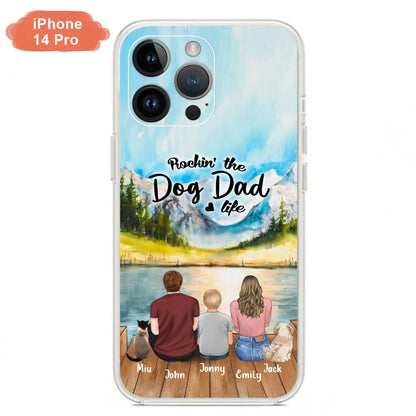 Personalized Pet Couple Phone Case - Parent With 1 Kid And 2 Pets - Case For iPhone And Samsung